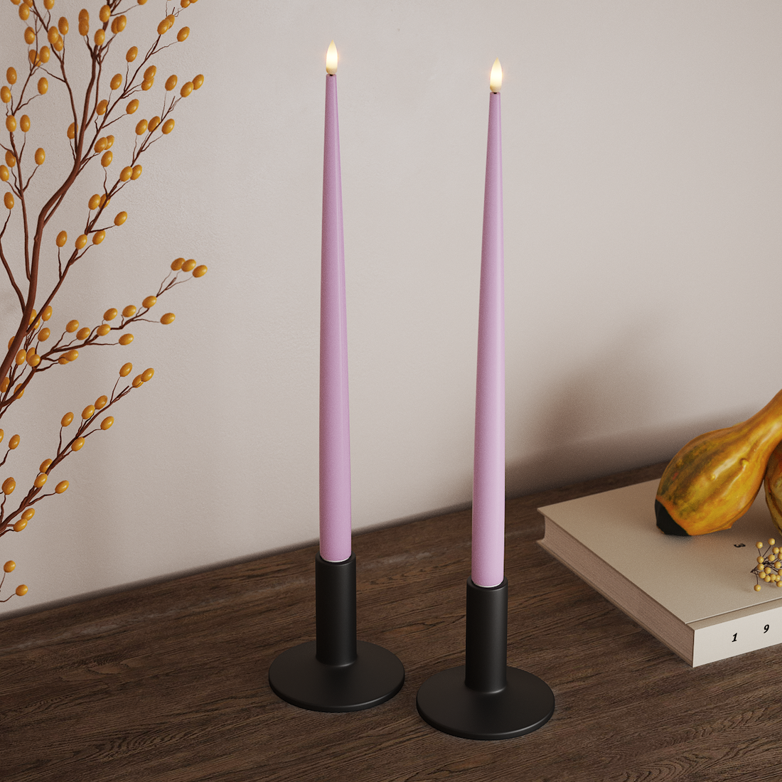 Deluxe Homeart LED Ljus Med Lack med Lack, 2 st 38 cm Lavendel LED Ljus Med Lack 4