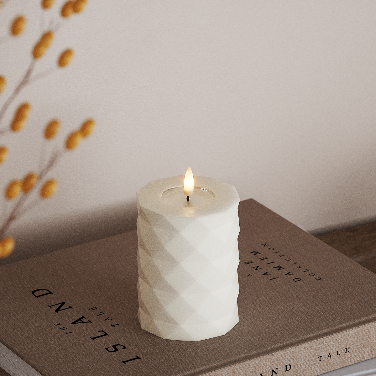 Deluxe Homeart Square LED Blockkerzen Ø 7,5 x 10 cm Weiß LED Square 3