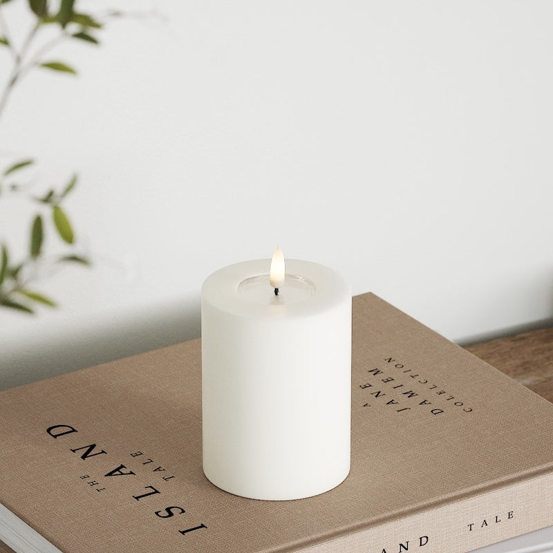 Deluxe Homeart LED Blockkerzen Ø 7,5 x 10 cm Weiß