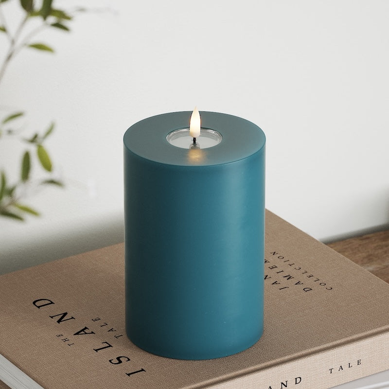 Deluxe Homeart LED Blockkerzen Ø 10 x 15 cm Petrol
