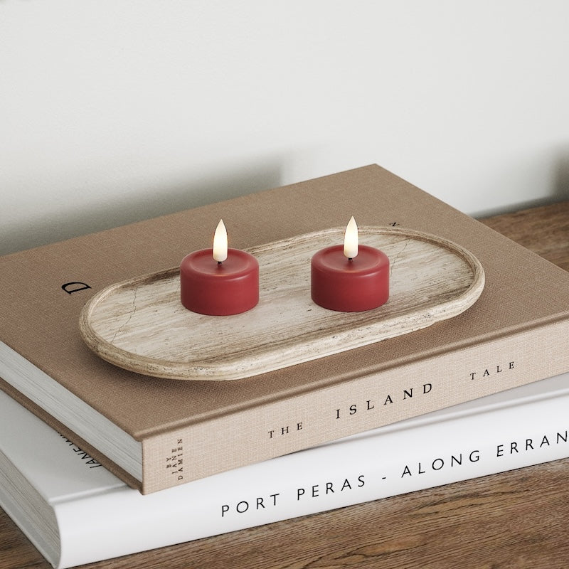 Deluxe Homeart LED Teelichter 2 Stück Bordeaux