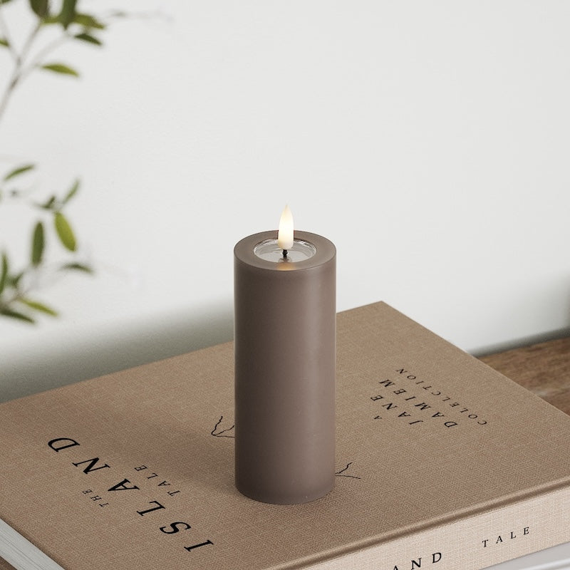 Deluxe Homeart LED Blockkerzen Ø 5 x 12,5 cm Mokka