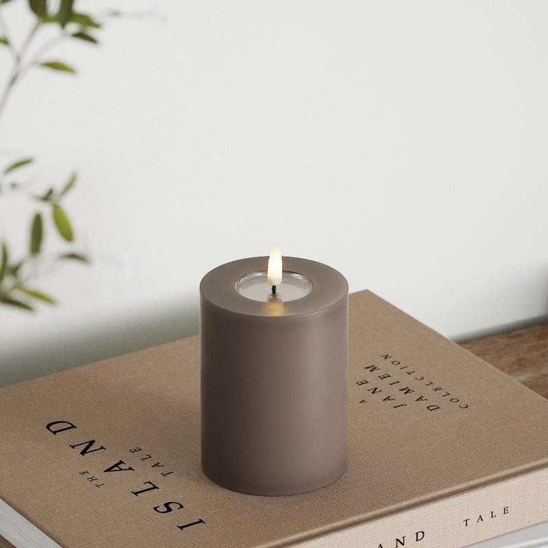 Deluxe Homeart LED Blockkerzen Ø 7,5 x 10 cm Mokka