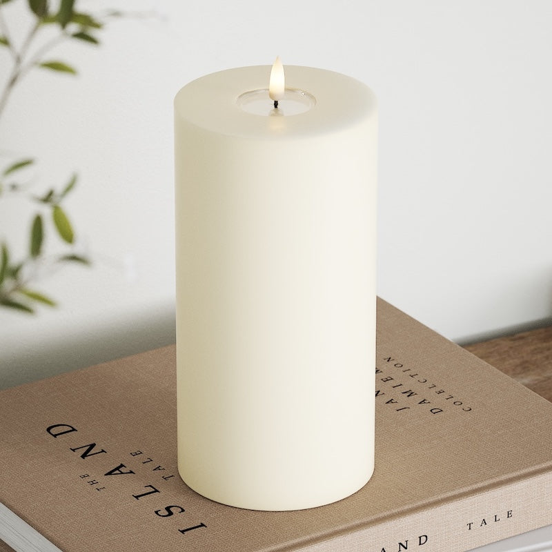 Deluxe Homeart LED Blockkerzen Ø 10 x 20 cm Creme