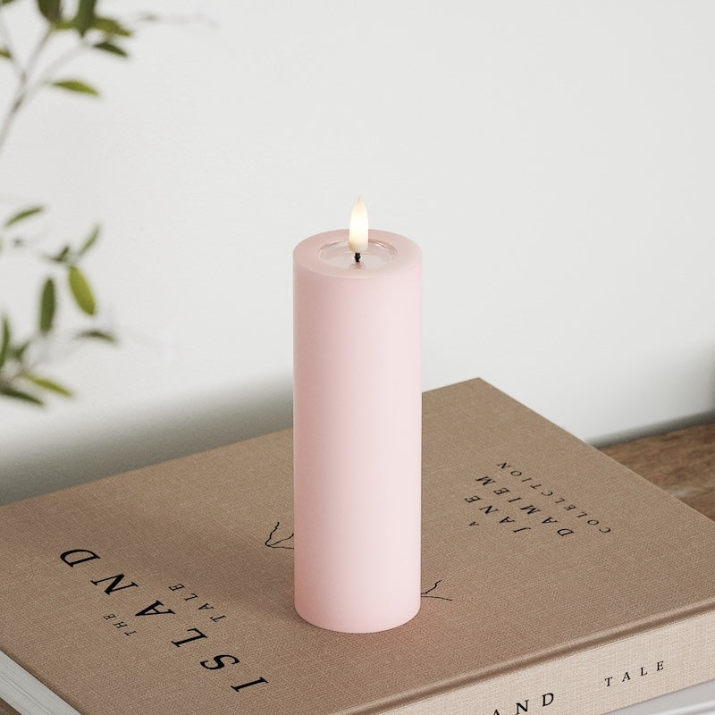 Deluxe Homeart LED Blockkerzen Ø 5 x 15 cm Hellrosa