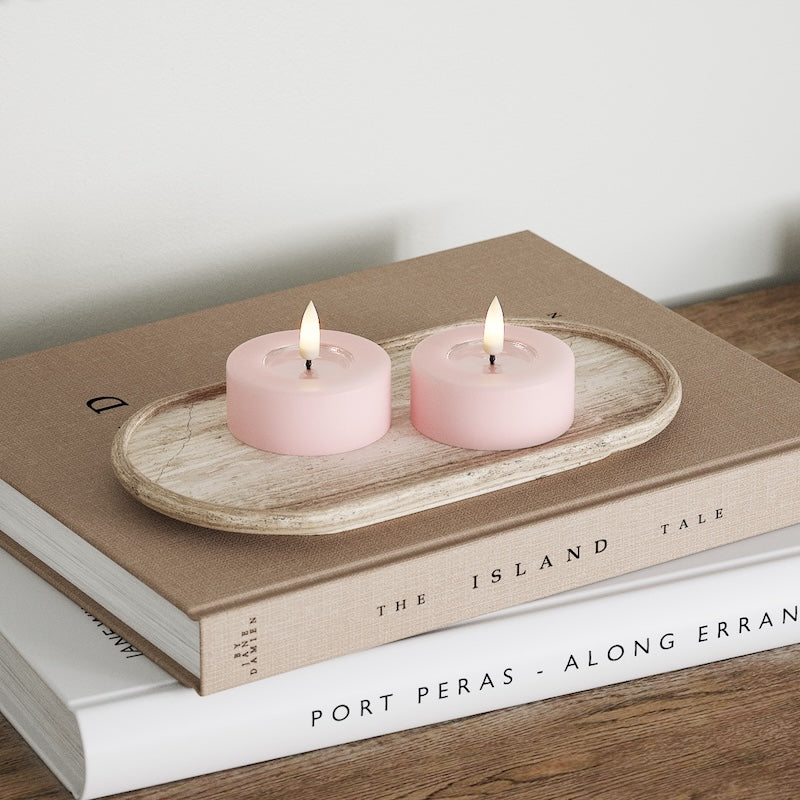 Deluxe Homeart LED Jumbo Teelichter 2 Stück (groß) Rosa