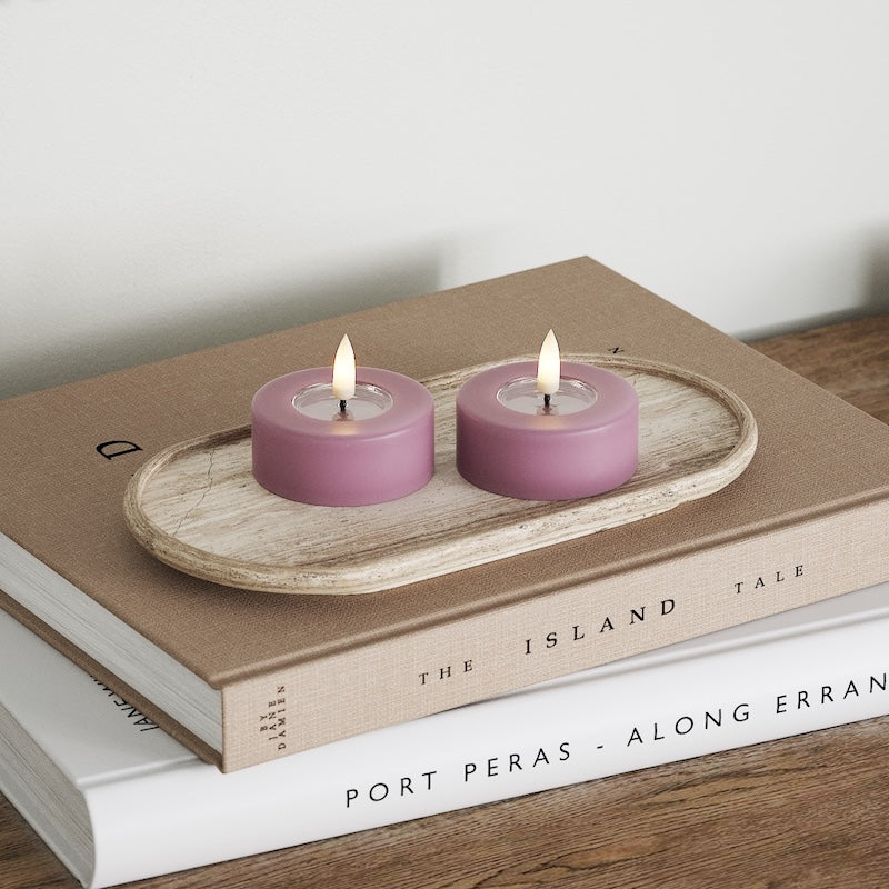 Deluxe Homeart LED Jumbo Teelichter 2 Stück (groß) Lavendel