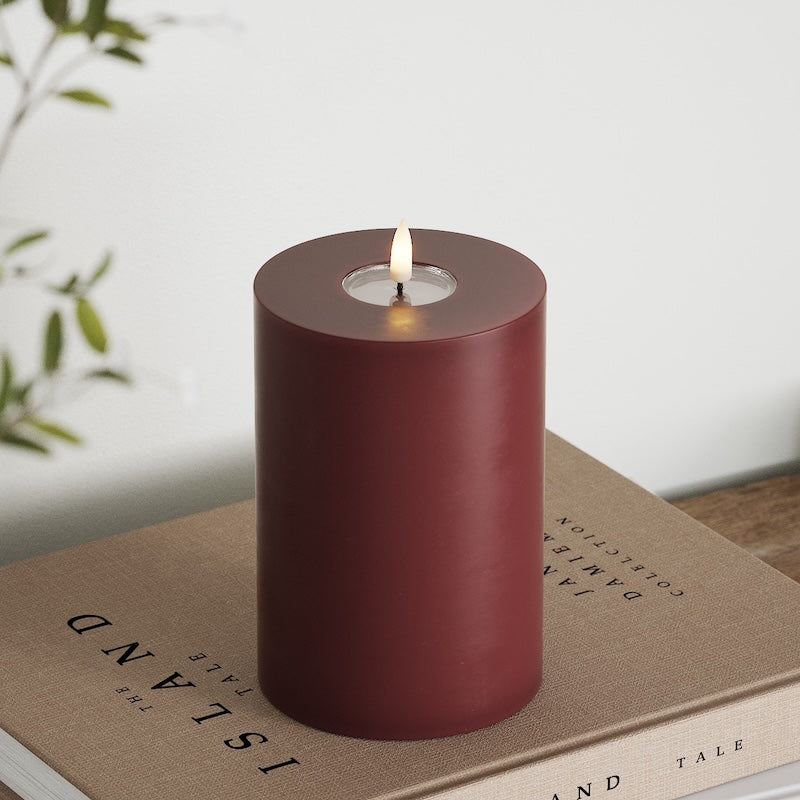 Deluxe Homeart LED Blockkerzen Ø 10 x 15 cm Burgunderrot