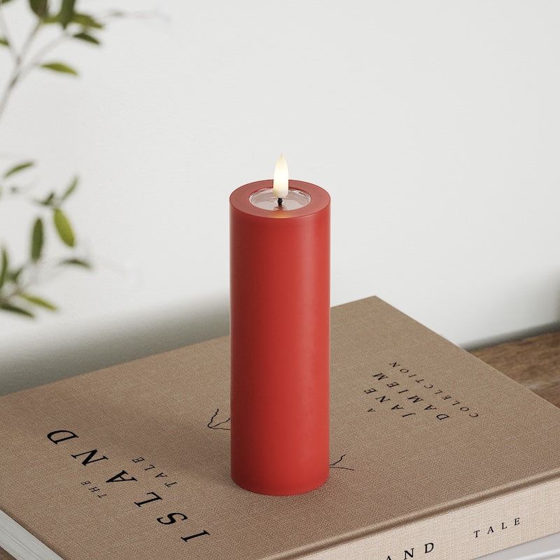 Deluxe Homeart LED Blockkerzen Ø 5 x 15 cm Rot