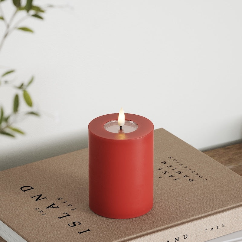Deluxe Homeart LED Blockkerzen Ø 7,5 x 10 cm Rot