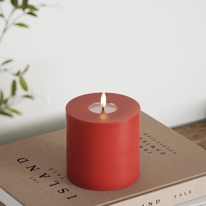 Deluxe Homeart LED Blockkerzen Ø 10 x 10 cm Rot