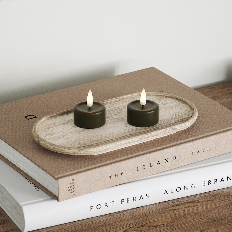 Deluxe Homeart LED Teelichter 2 Stück Dunkelgrün