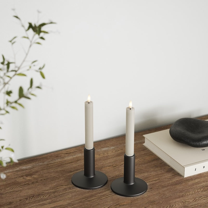 Deluxe Homeart LED Stabkerzen 2 Stück, Ø 2 x 15 cm Sand