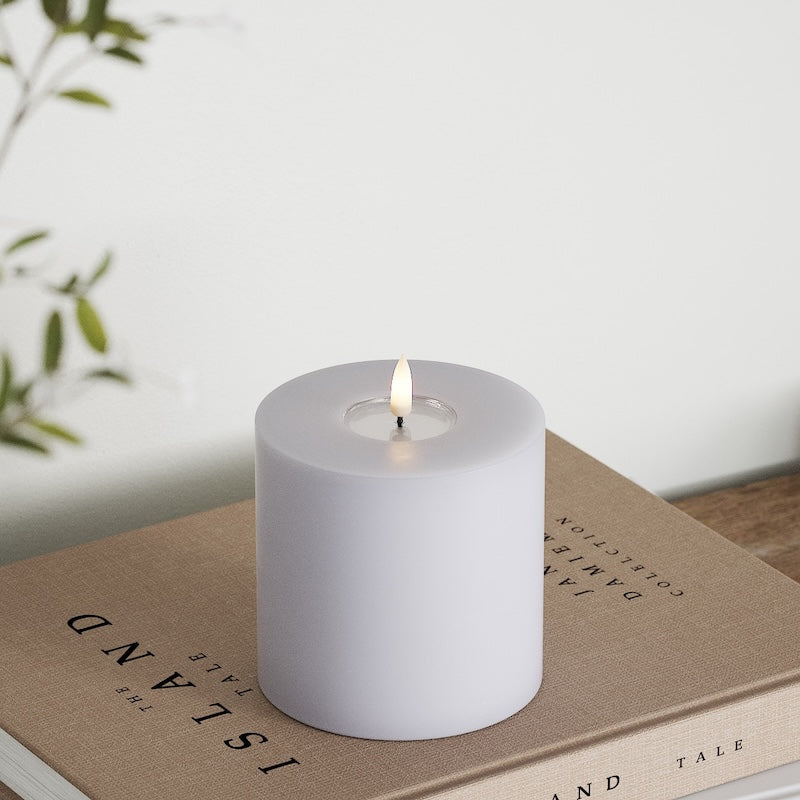 Deluxe Homeart LEDs Vela pilar Ø 10 x 10 cm Azul empoeirado