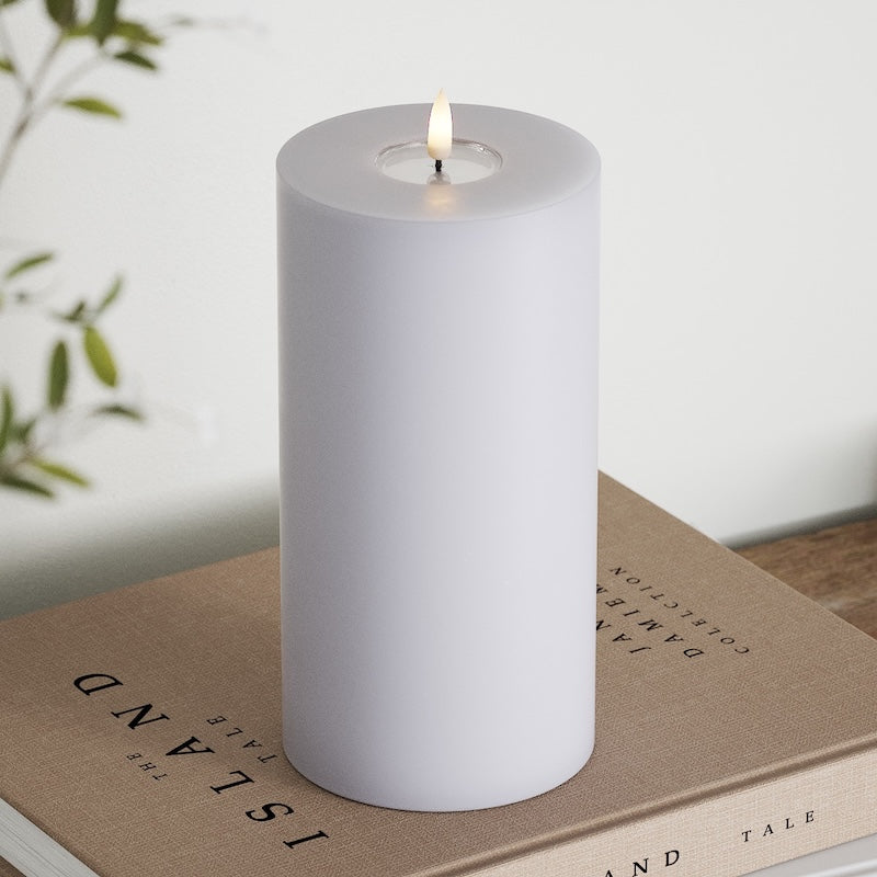 Deluxe Homeart LED Blockkerzen Ø 10 x 20 cm Verblasst Blau