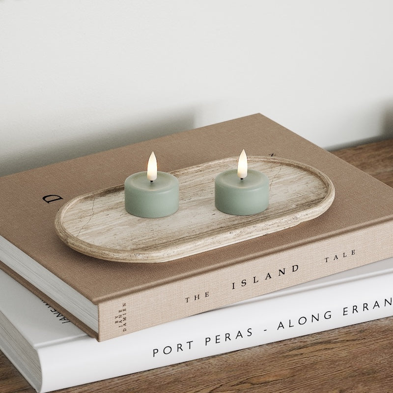 Deluxe Homeart LED Teelichter 2 Stück Salbeigrün