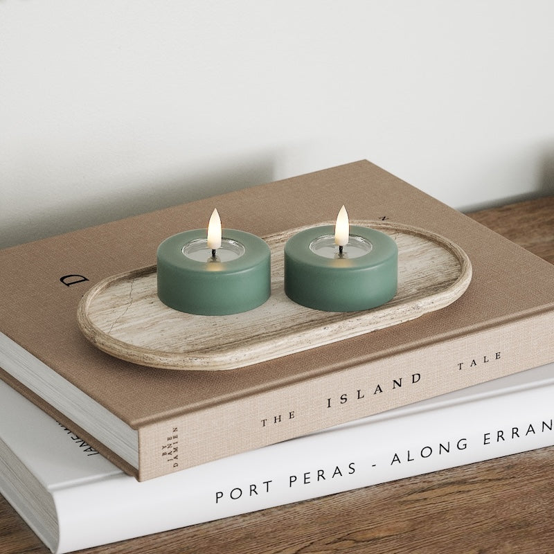 Deluxe Homeart LED Jumbo Teelichter 2 Stück (groß) Jadegrün