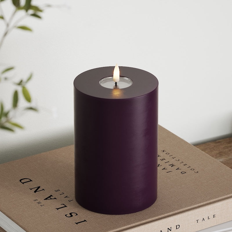 Deluxe Homeart LED Blockkerzen Ø 10 x 15 cm Dunkellila