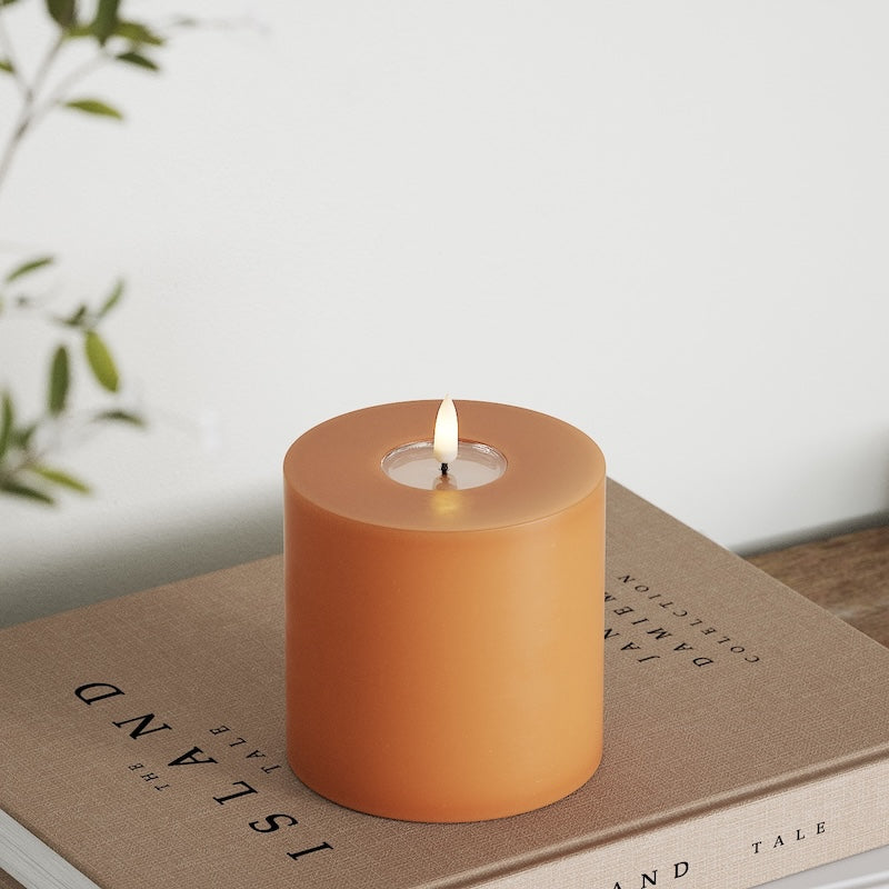 Deluxe Homeart LED Blockkerzen Ø 10 x 10 cm Orange