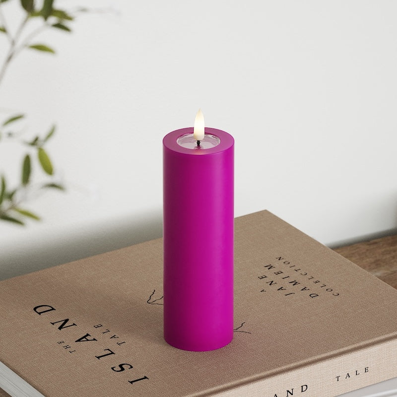 Deluxe Homeart LED Blockkerzen Ø 5 x 15 cm Violett