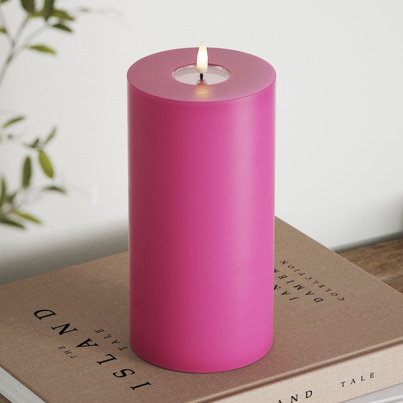Deluxe Homeart LED Blockkerzen Ø 10 x 20 cm Magenta