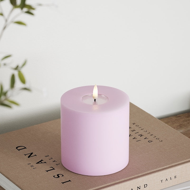 Deluxe Homeart LED Blockkerzen Ø 10 x 10 cm Lavendel
