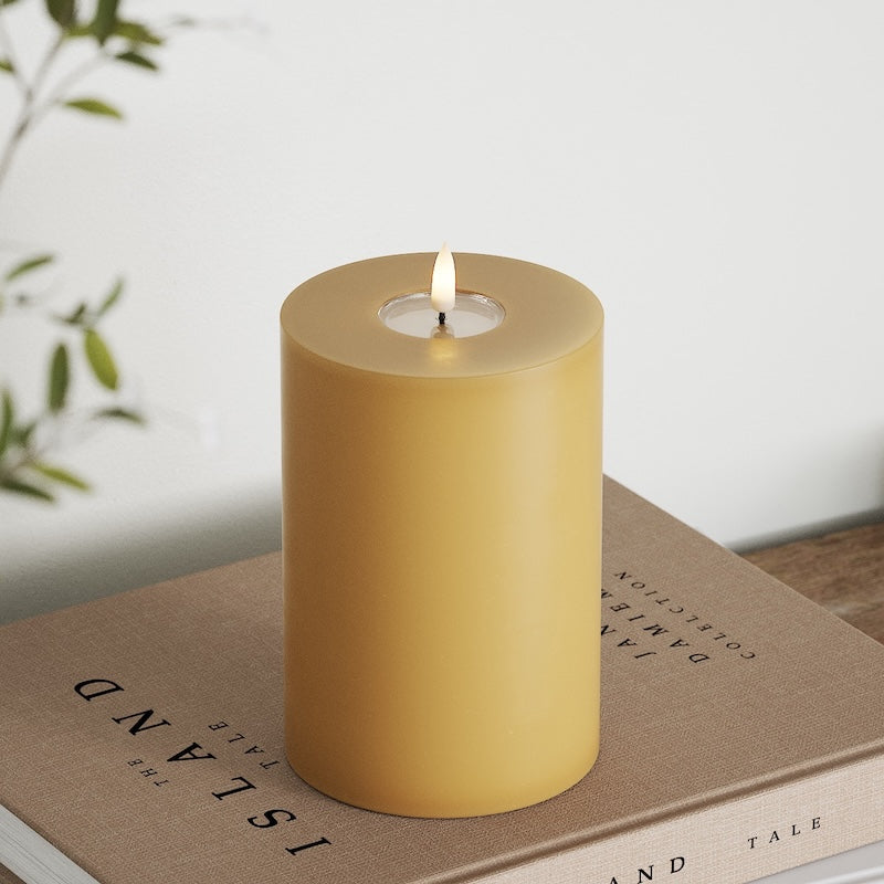 Deluxe Homeart LED Blockkerzen Ø 10 x 15 cm Curry