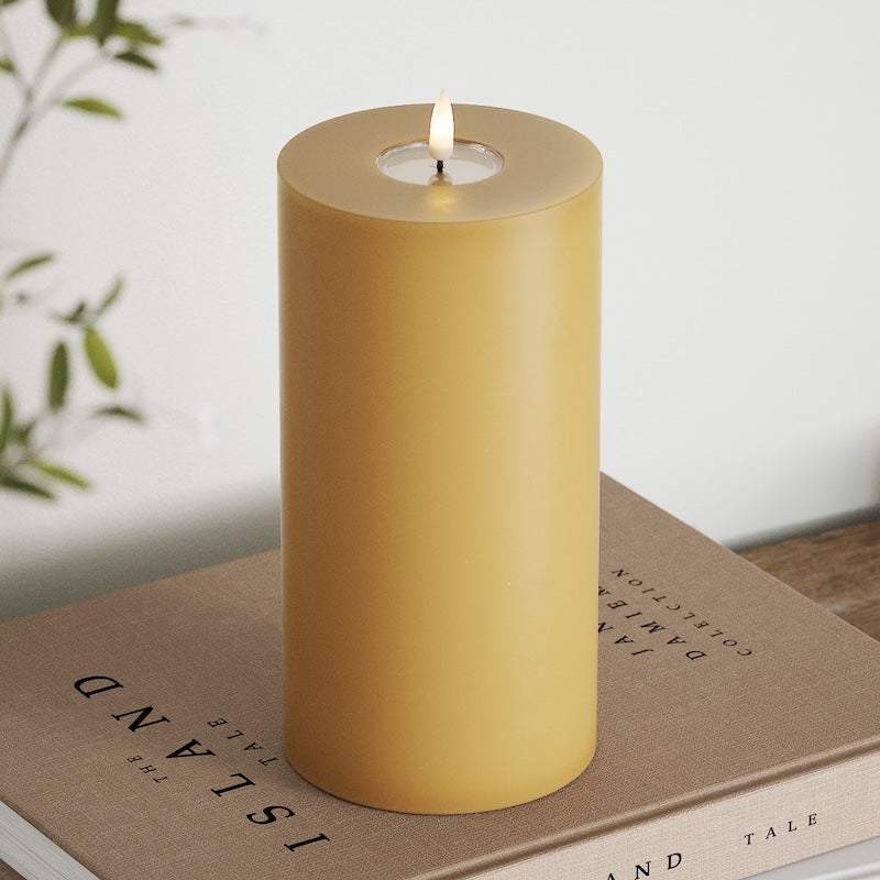 Deluxe Homeart LED Blockkerzen Ø 10 x 20 cm Curry