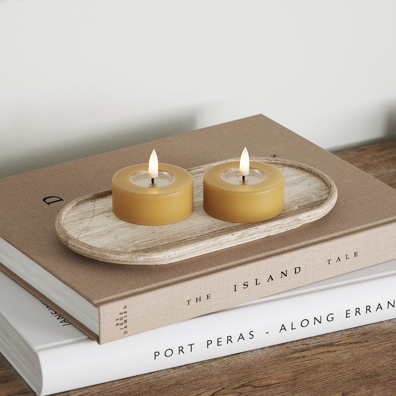 Deluxe Homeart LED Jumbo Teelichter 2 Stück groß Curry LED Jumbo Teelichter 1