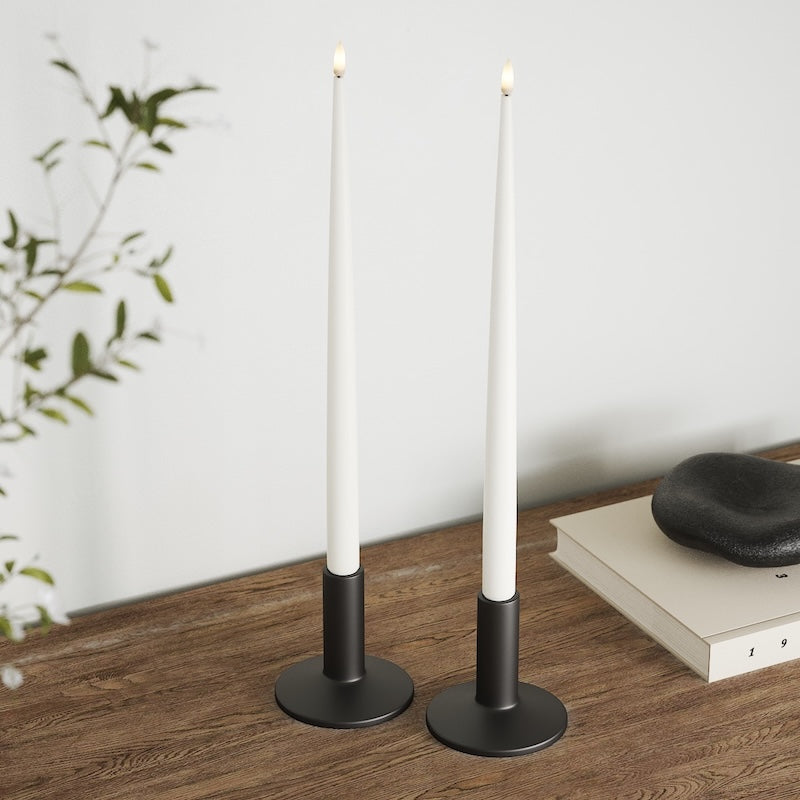 Deluxe Homeart LED Kerzenlicht Mit Lack mit Lack, 2 Stück 38 cm Weiß LED Kerzenlicht Mit Lack 2