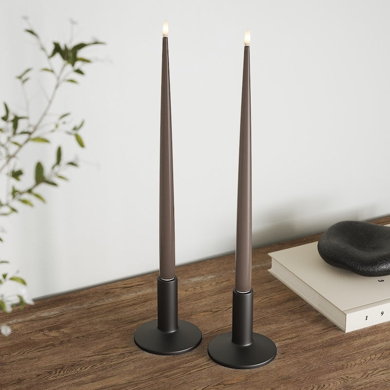 Deluxe Homeart LED Kerzenlicht Mit Lack mit Lack, 2 Stück (38 cm) Mokka