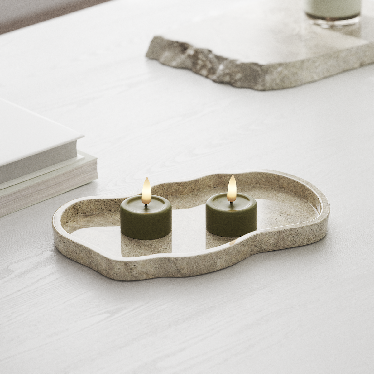 Deluxe Homeart LED Teelichter 2 Stück Olivgrün LED Teelichter 1