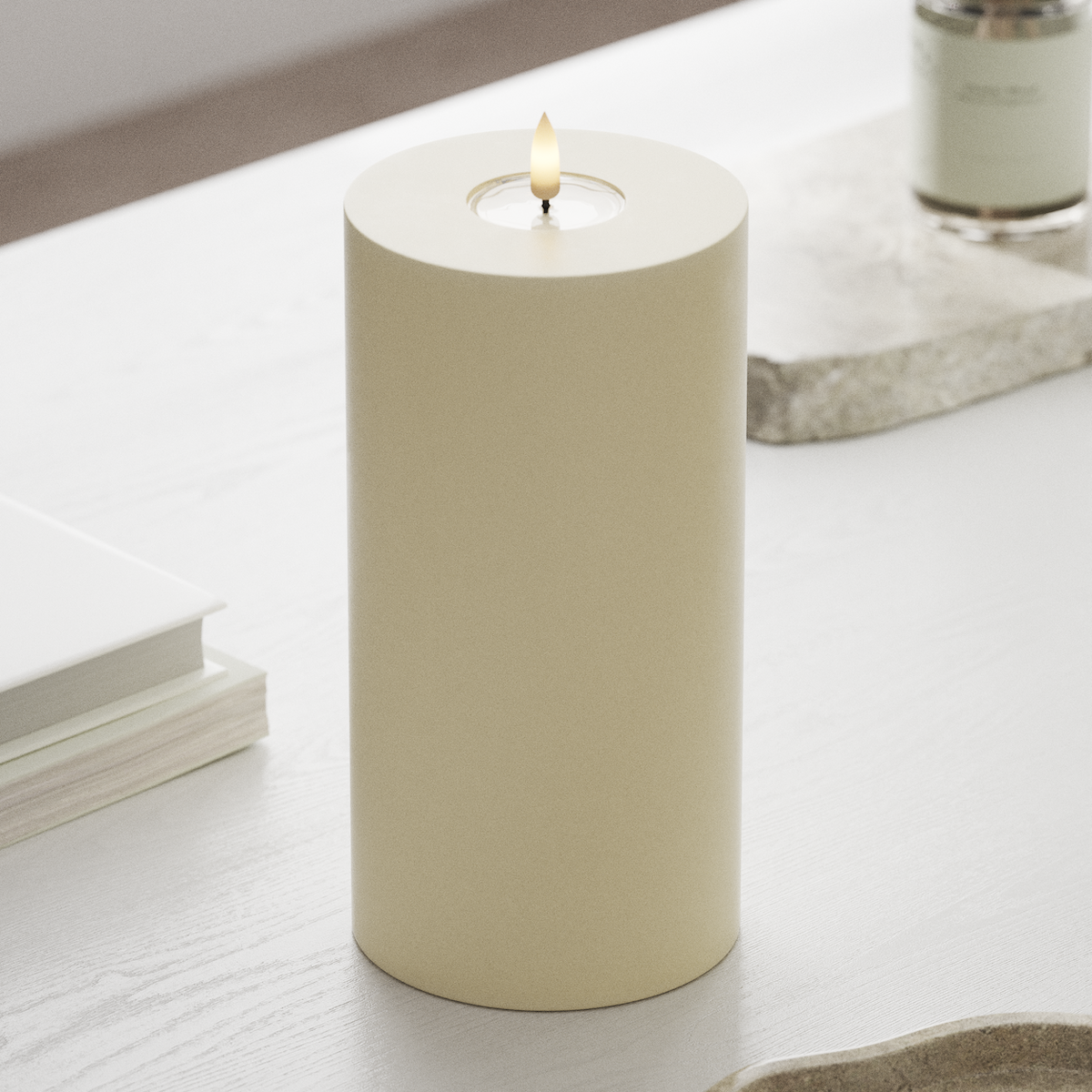 Deluxe Homeart LED Blockkerzen Ø 10 x 20 cm Creme LED Blockkerzen 1