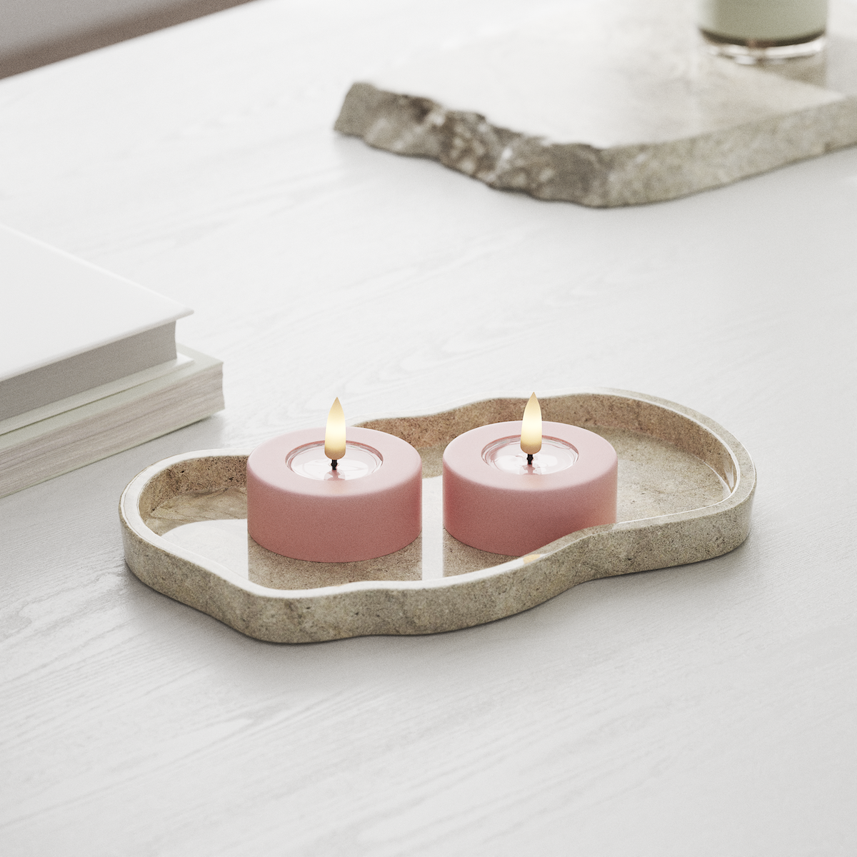 Deluxe Homeart LED Jumbo Teelichter 2 Stück groß Hellrosa LED Jumbo Teelichter 1