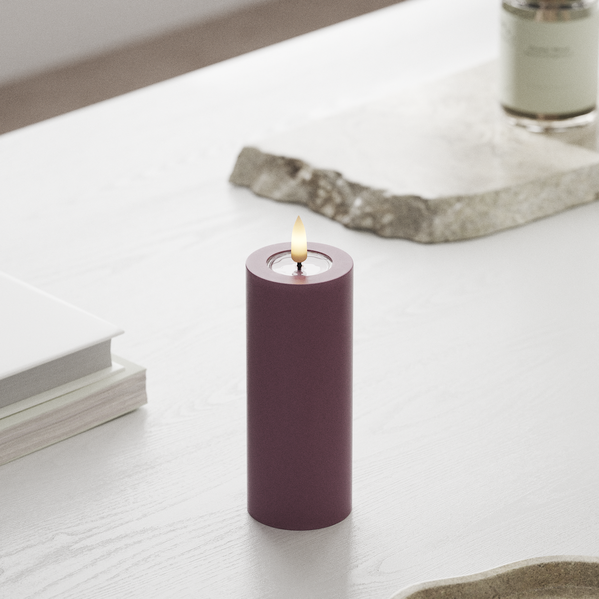 Deluxe Homeart LED Blockkerzen Ø 5 x 12,5 cm Helllila LED Blockkerzen 1