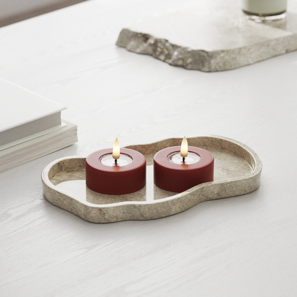 Deluxe Homeart LED Jumbo Teelichter 2 Stück groß Rot LED Jumbo Teelichter 1