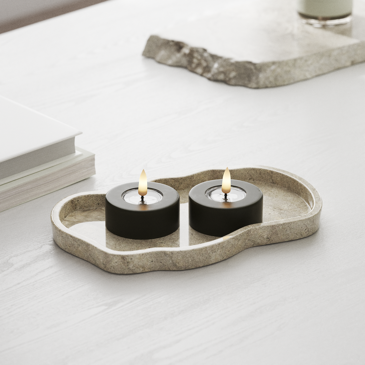 Deluxe Homeart LED Jumbo Teelichter 2 Stück groß Dunkelgrün LED Jumbo Teelichter 1