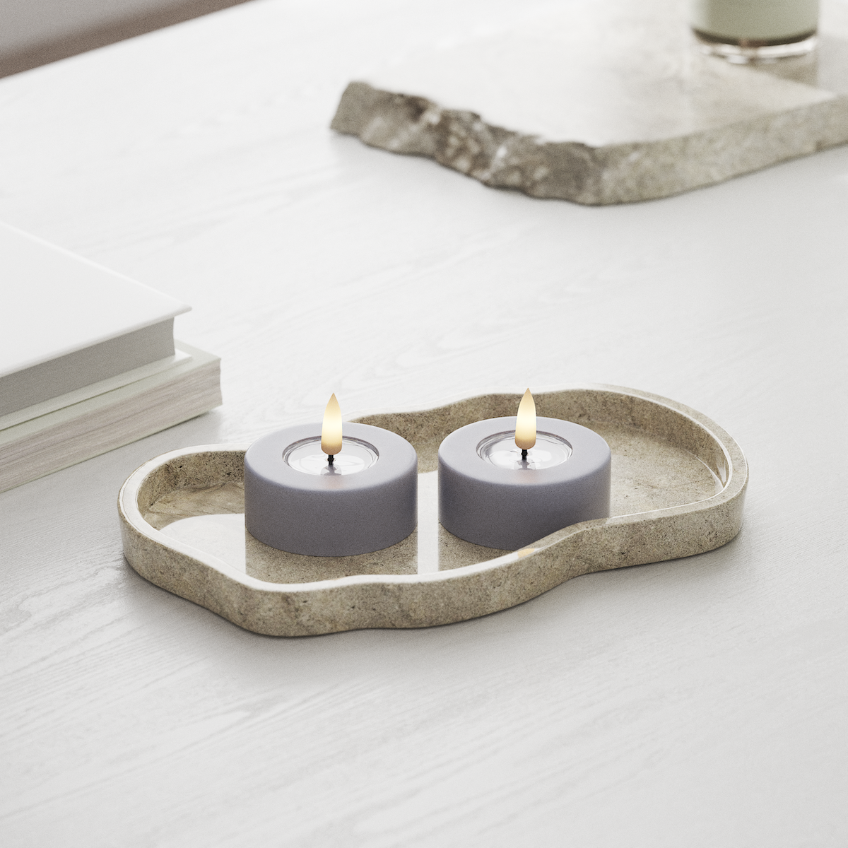 Deluxe Homeart LED Jumbo Teelichter 2 Stück groß Verblasst Blau LED Jumbo Teelichter 1