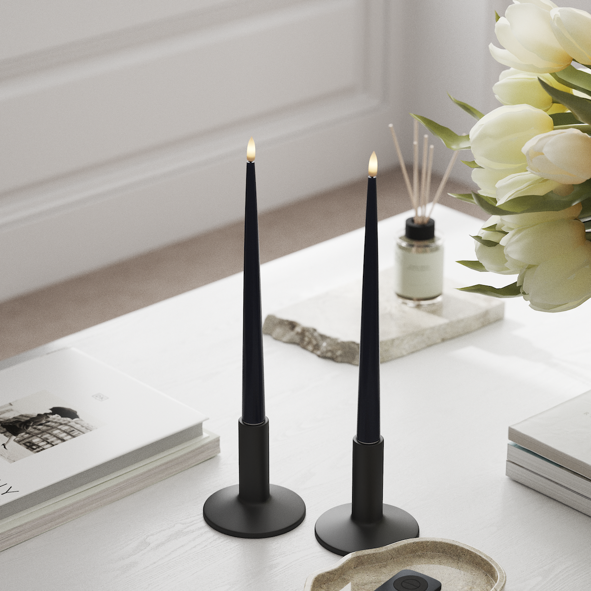 Deluxe Homeart LED Kerzenlicht Mit Lack mit Lack, 2 Stück 28 cm Königsblau LED Kerzenlicht Mit Lack 1