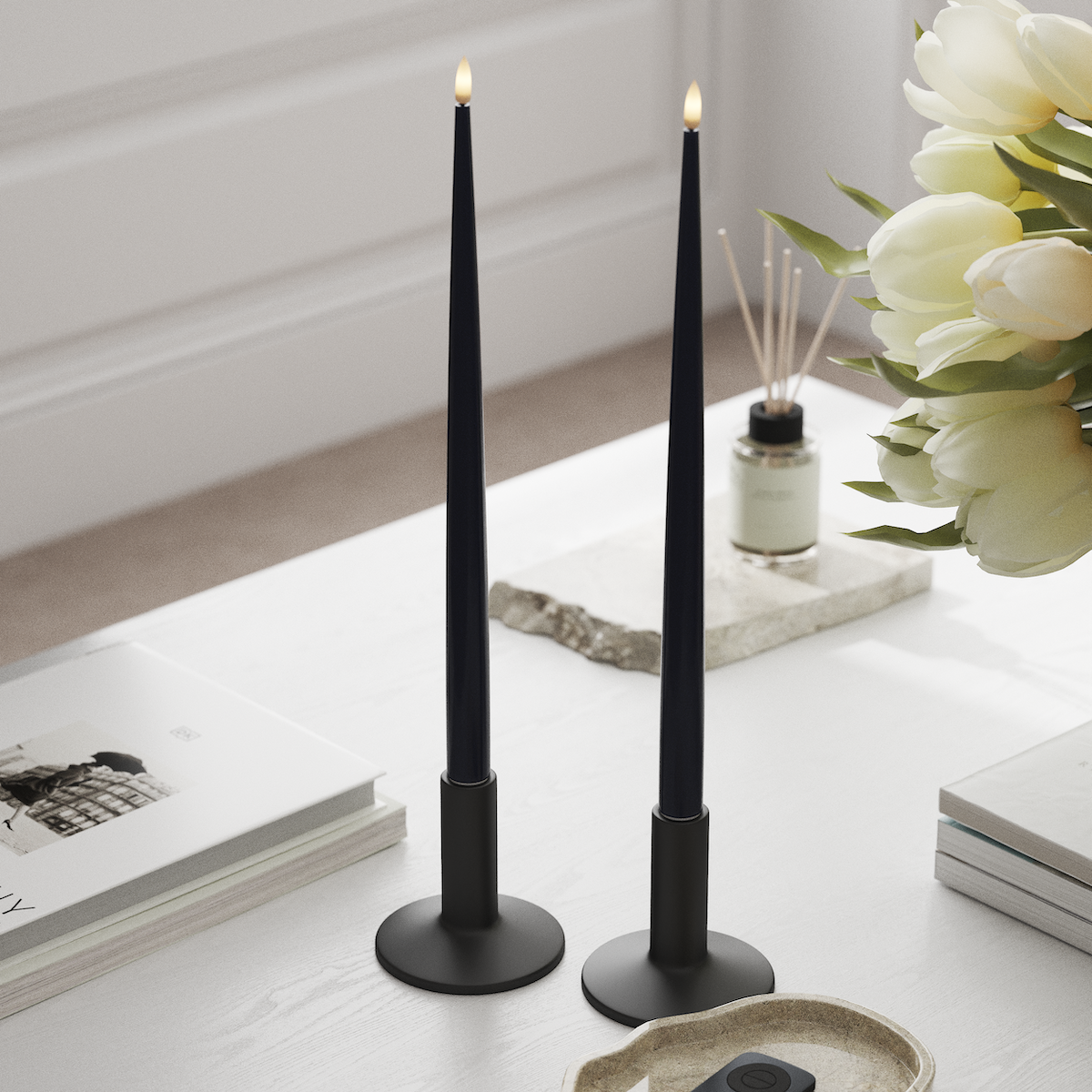 Deluxe Homeart LED Kerzenlicht Mit Lack mit Lack, 2 Stück 38 cm Königsblau LED Kerzenlicht Mit Lack 1