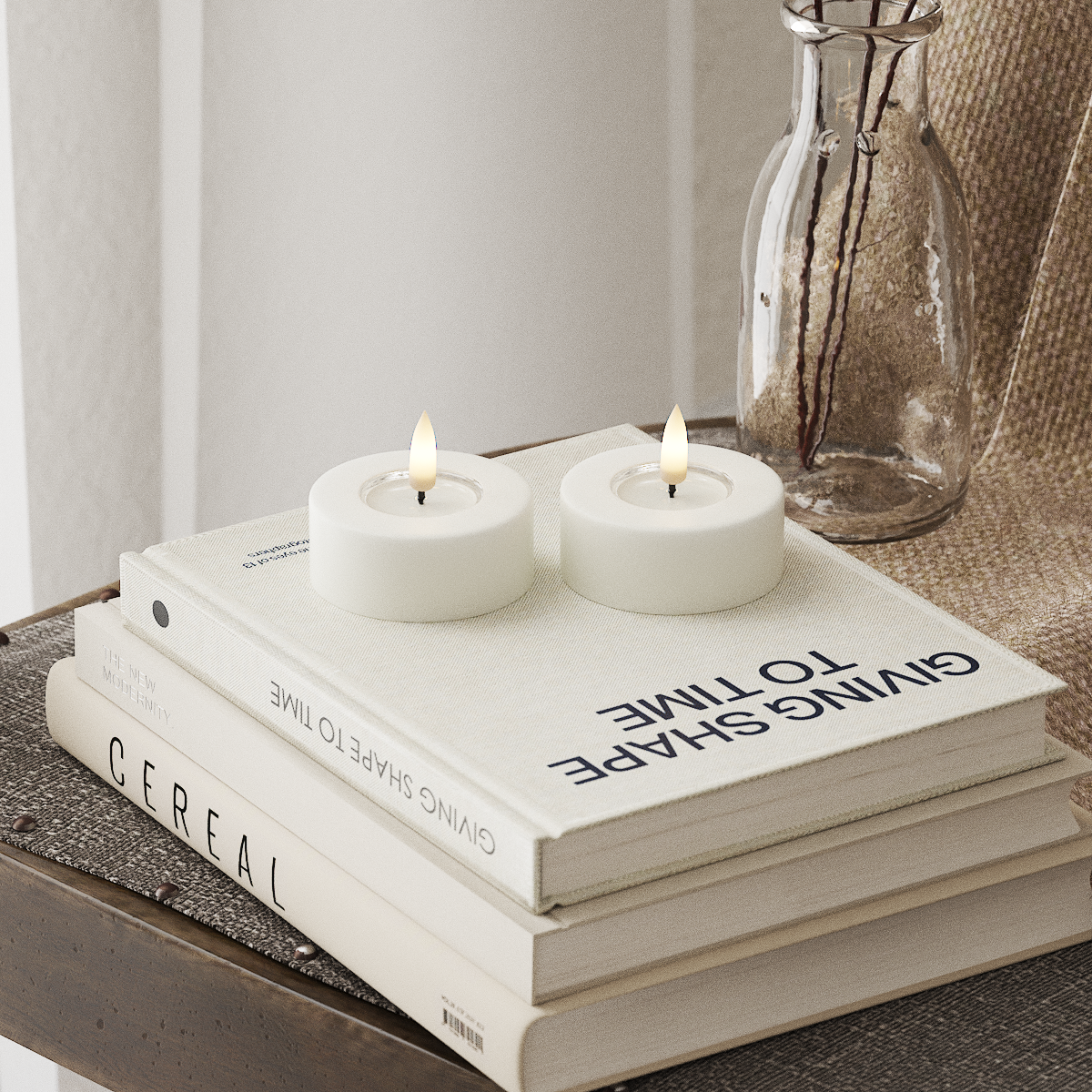 Deluxe Homeart LED Jumbo Teelichter 2 Stück groß Weiß LED Jumbo Teelichter 4