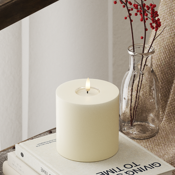 Deluxe Homeart LED Blockkerzen Ø 10 x 10 cm Creme LED Blockkerzen 4