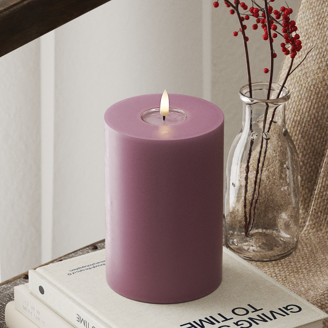 Deluxe Homeart LEDs Vela pilar Ø10x15cm Roxo claro LEDs Vela pilar 4