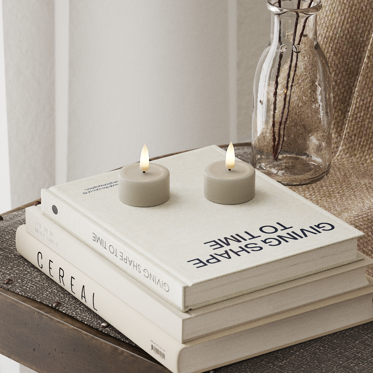 Deluxe Homeart LED Teelichter 2 Stück Sand LED Teelichter 4