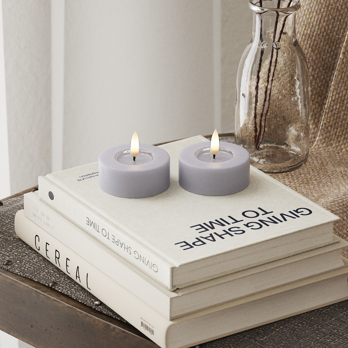 Deluxe Homeart LED Jumbo Teelichter 2 Stück groß Verblasst Blau LED Jumbo Teelichter 4