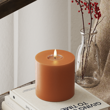 Deluxe Homeart LED Blockkerzen Ø 10 x 10 cm Orange LED Blockkerzen 4