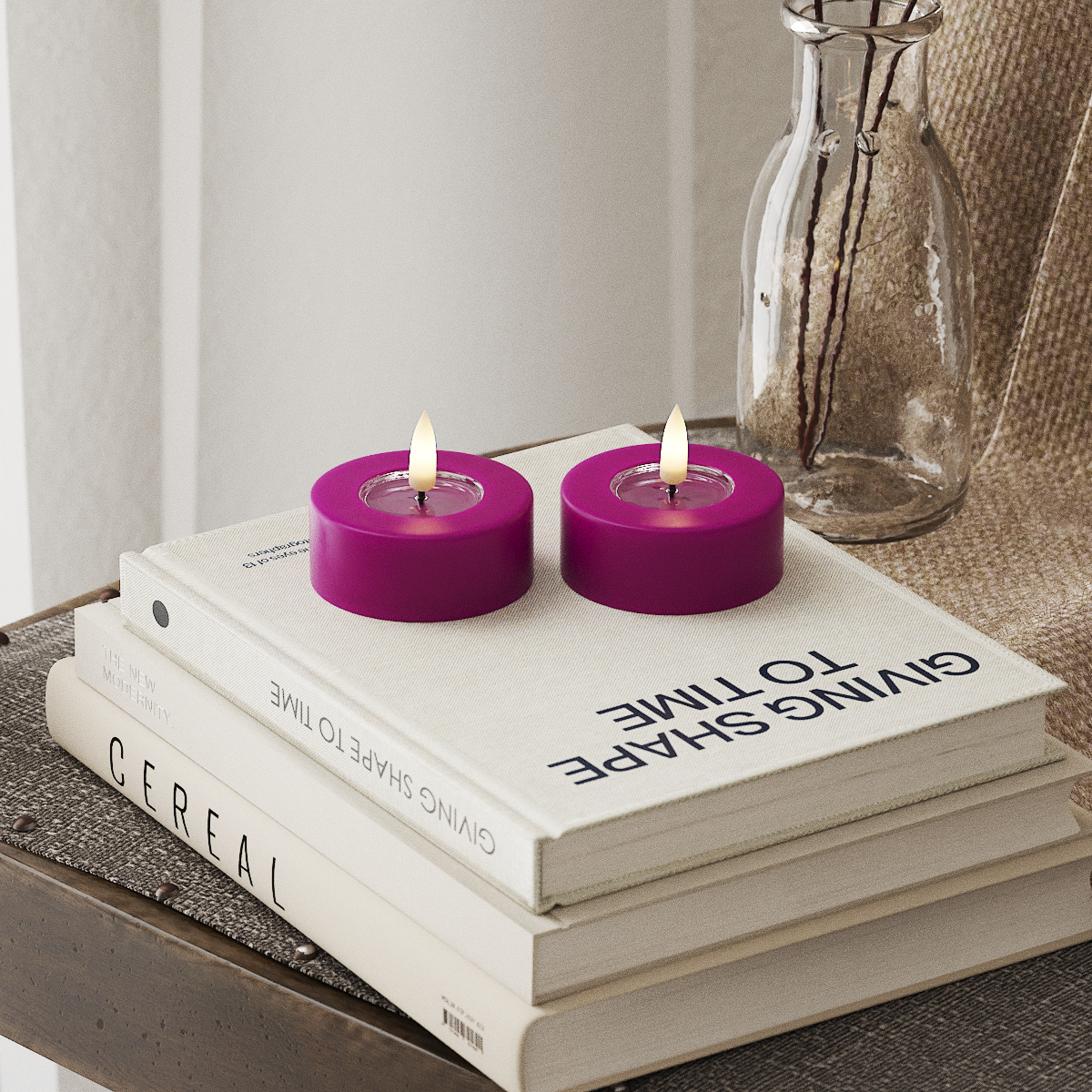 LED Jumbo Teelichter, 2 Stück (groß), violett – DeluxeHomeartShop