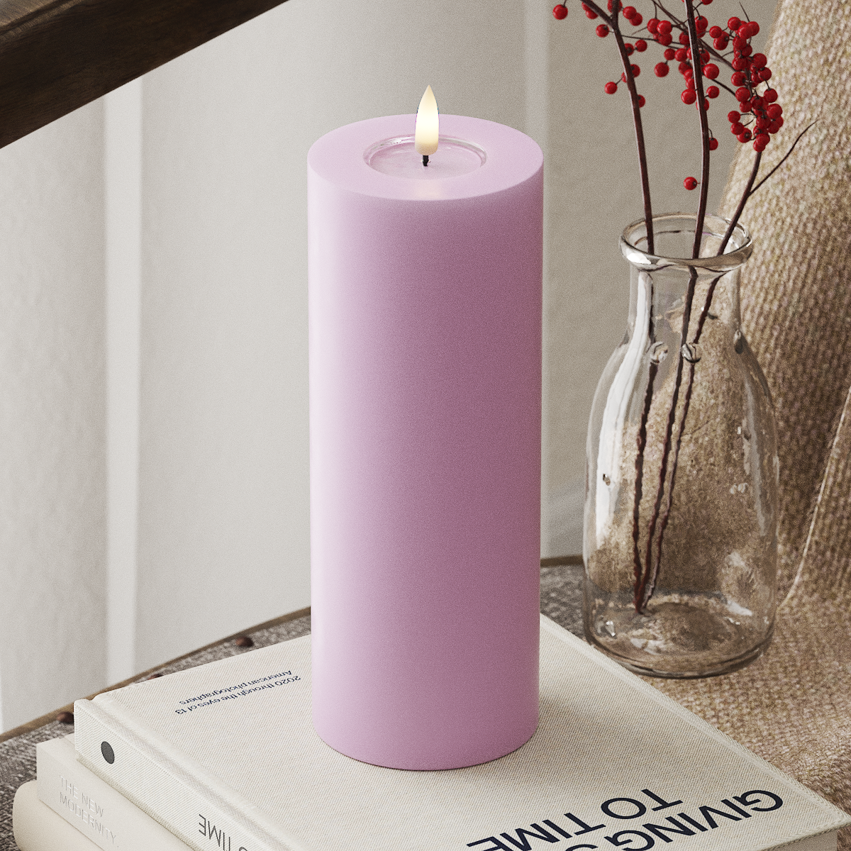 LED-Blockkerzen Ø 7,5 x 20 cm Lavendel – DeluxeHomeartShop