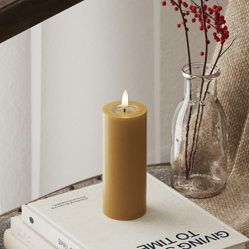 Deluxe Homeart LED Blockkerzen Ø 5 x 12,5 cm Curry LED Blockkerzen 4