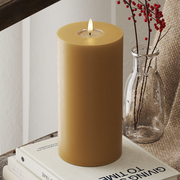 Deluxe Homeart LED Blockkerzen Ø 10 x 20 cm Curry LED Blockkerzen 4